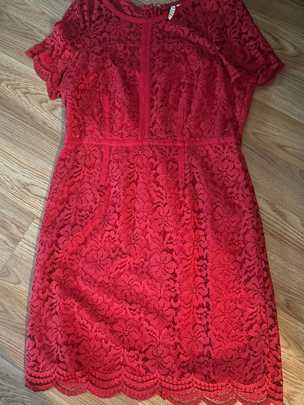 Red Lace Short Sleeve Dress